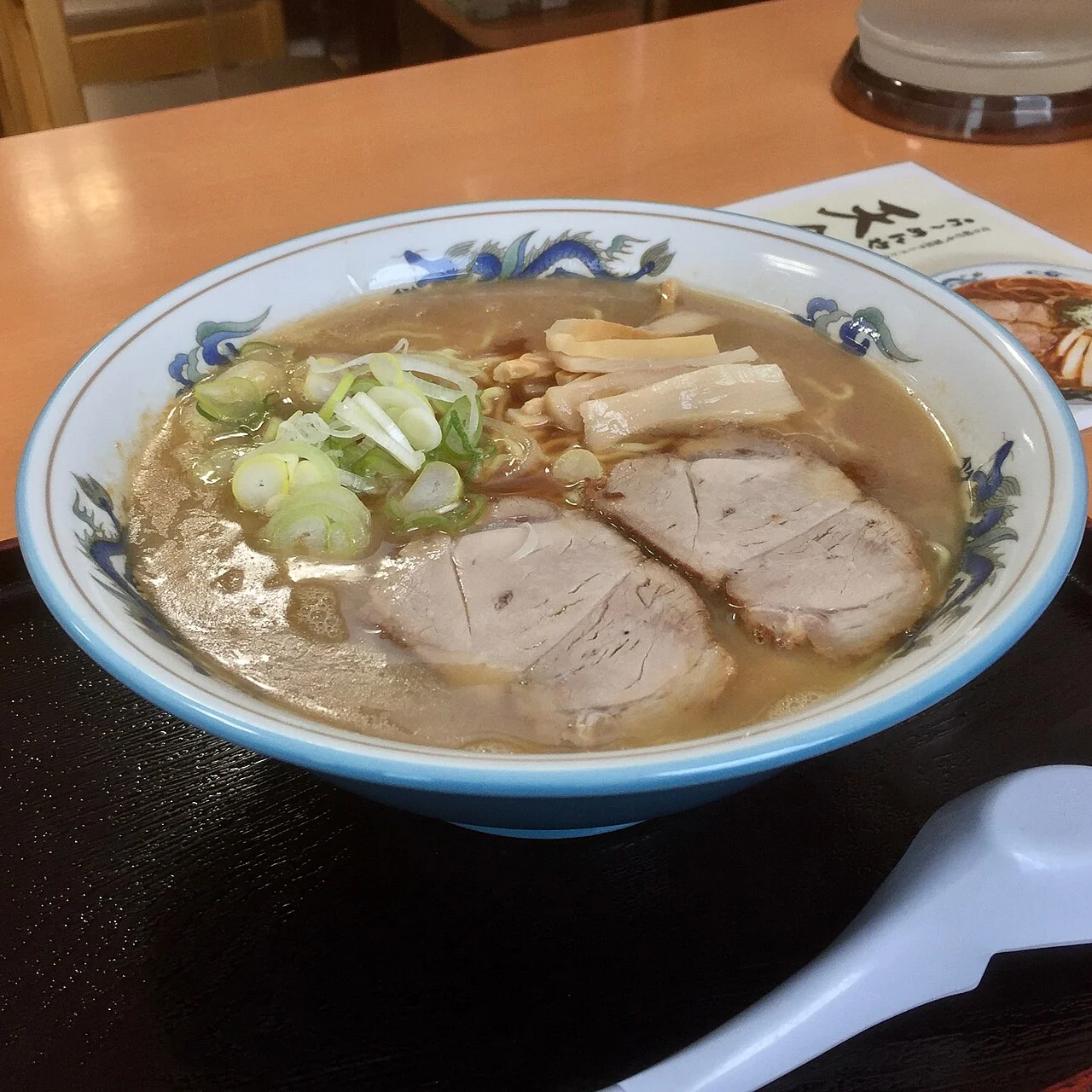 Asahikawa shoyu ramen at Tenkin. An actual shoyu ramen bowl at Ramenya Tenkin 4jo Store in Asahikawa, Hokkaido.