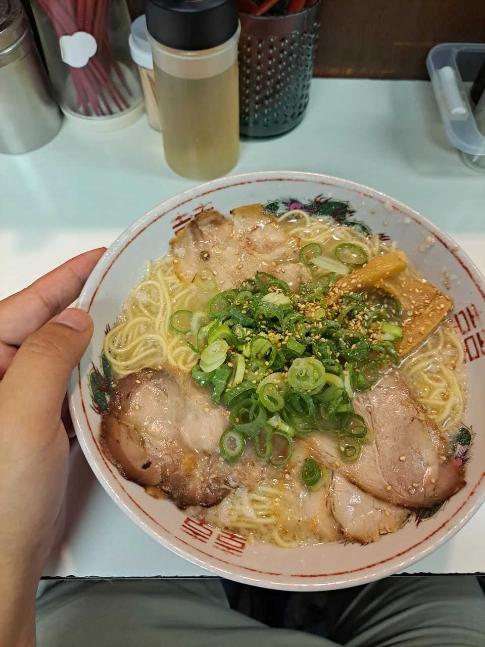 Shio ramen in Kyoto. An actual shio ramen bowl photographed in Kyoto, Japan.