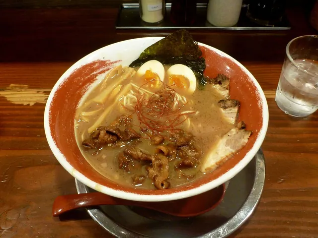 Tokushima ramen at Men-Oh. An actual Tokushima ramen bowl at Men-Oh, photographed in May 2018.