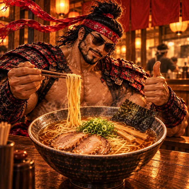 SamuraiMacho orders a bowl of shoyu ramen.